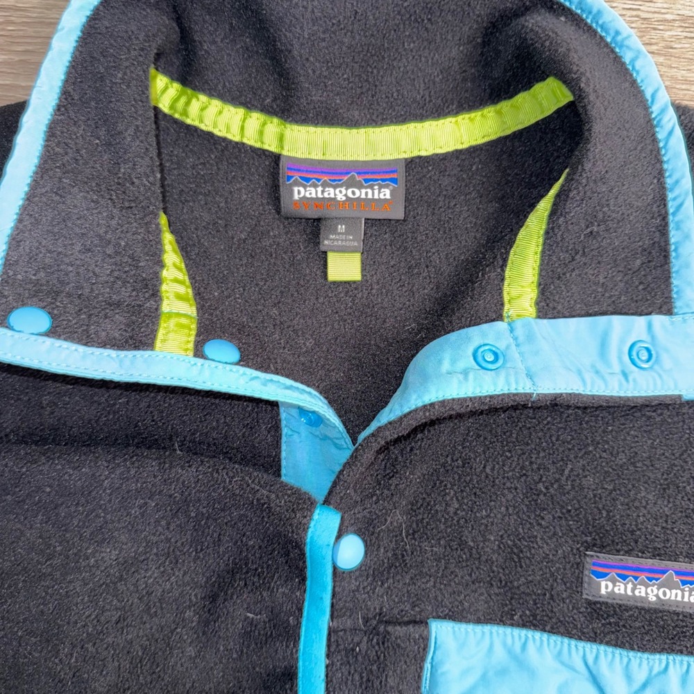 Patagonia Fleece Snap-T Pullover Jacket Black Blue Women's Size M‎ - Picture 6 of 10